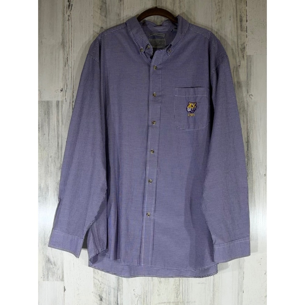 Campus Specialties LSU Tigers Button Down XXL Purple Gingham Louisiana SEC READ